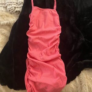 Barbie pink, spaghetti strap mini dress (can be worn long or short)